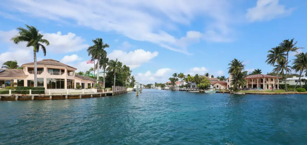 Waterfront view of luxury homes in Florida, near Expert Tile & Flooring Tile Installation services.