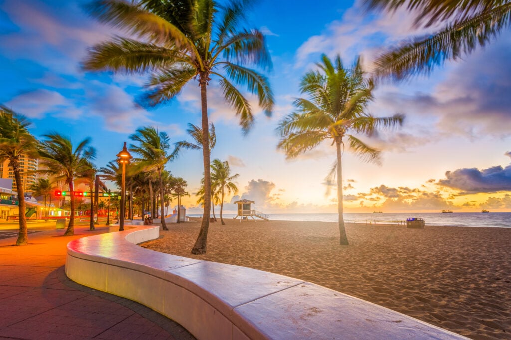 Beachfront promenade at sunset, Florida, ideal for Expert Tile & Flooring Tile Installation services.